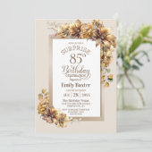 Rustieke Bloemen Verrassing 85e Verjaardagsfeest Kaart (Staand voorkant)