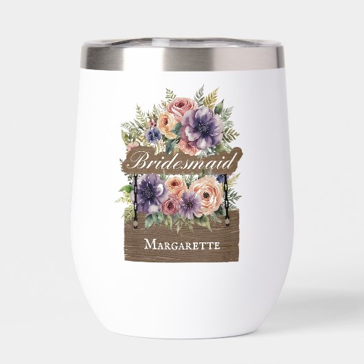 Rustieke Bloemen Waterverf bruidsmeisje bruiloft c (Achterkant)