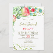 Rustieke bloemen waterverf moderne zoete zestien kaart (Voorkant)