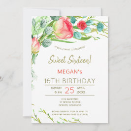 Rustieke bloemen waterverf moderne zoete zestien kaart