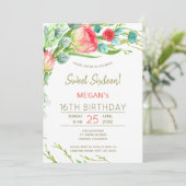 Rustieke bloemen waterverf moderne zoete zestien kaart (Staand voorkant)