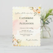 Rustieke Bloemen Waterverf Rozen bruiloft uitnodig Kaart (Staand voorkant)