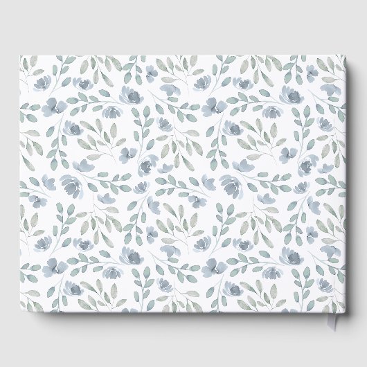 Rustieke Bloemen Waterverf Stoffig Blauw Bruiloft Gastenboek (Achterkant)