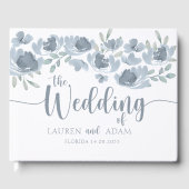 Rustieke Bloemen Waterverf Stoffig Blauw Bruiloft Gastenboek (Voorkant)