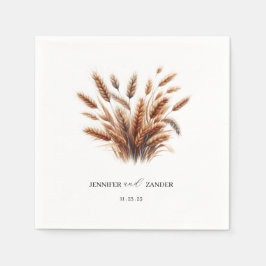 Rustieke Bloemen Waterverf Tarwe Elegant Huwelijk Servet