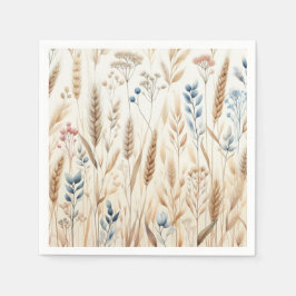 Rustieke Bloemen Waterverf Tarwe Elegant Huwelijk Servet