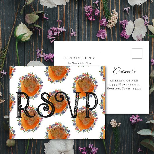 Rustieke Bloemen Waterverf Wildflower Bruiloft RSV Briefkaart