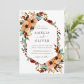 Rustieke Bloemen Waterverf Wit en Mint Bruiloft Kaart (Staand voorkant)