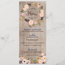 Rustieke Bloemen Wedding Menu Kaarten