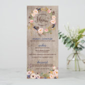 Rustieke Bloemen Wedding Menu Kaarten (Staand voorkant)