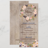 Rustieke Bloemen Wedding Menu Kaarten (Voorkant / Achterkant)