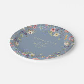 Rustieke Bloemen Wilde Bloemen Eenvoudige Blauwe H Papieren Bordje (Gekanteld)