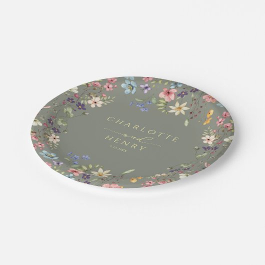 Rustieke Bloemen Wilde Bloemen Eenvoudige Wijze Tr Papieren Bordje (Gekanteld)