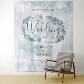 Rustieke bloemen winter bruiloft achtergrond wandkleed (In situ)