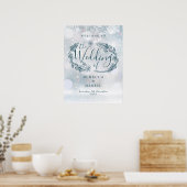 Rustieke Bloemen Winter Bruiloft Welkomstbord Poster (Keuken)
