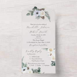 Rustieke Bloemen Winter Huwelijk All In One Uitnodiging