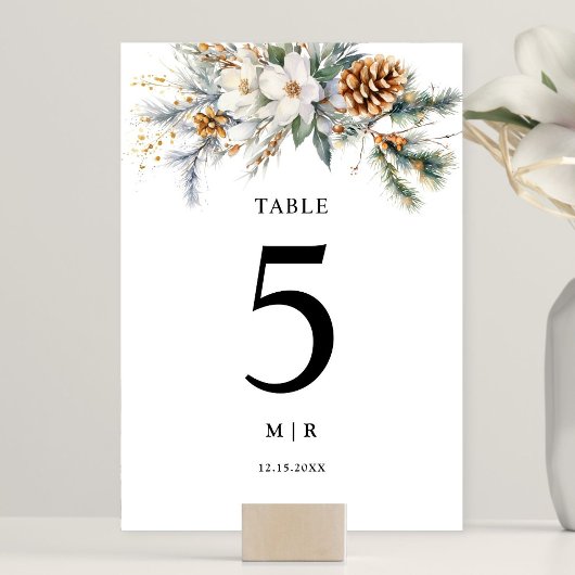 Rustieke Bloemen Winter Huwelijk Kaart