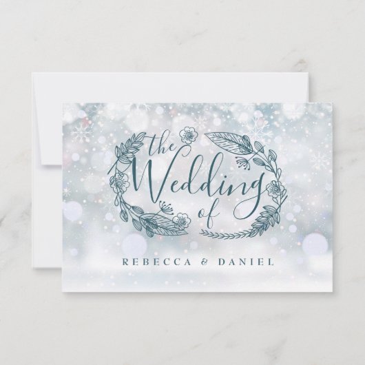 Rustieke Bloemen Winter Sneeuwvlokken Bruiloft RSVP Kaartje (Achterkant)