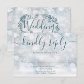 Rustieke Bloemen Winter Sneeuwvlokken Bruiloft RSVP Kaartje (Voorkant / Achterkant)