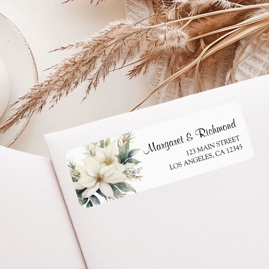 Rustieke Bloemen Winter Trouwadres Etiket