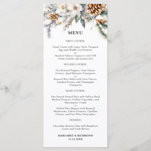 Rustieke Bloemen Winter Wedding Menu (Voorkant)