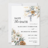 Rustieke Bloemen Winter Wedding Save The Date Kaart (Voorkant)