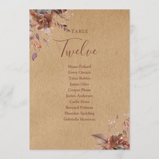 Rustieke Bloemen Zitplan Tafelnummer (Achterkant)