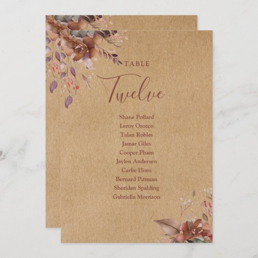 Rustieke Bloemen Zitplan Tafelnummer (Voorkant / Achterkant)