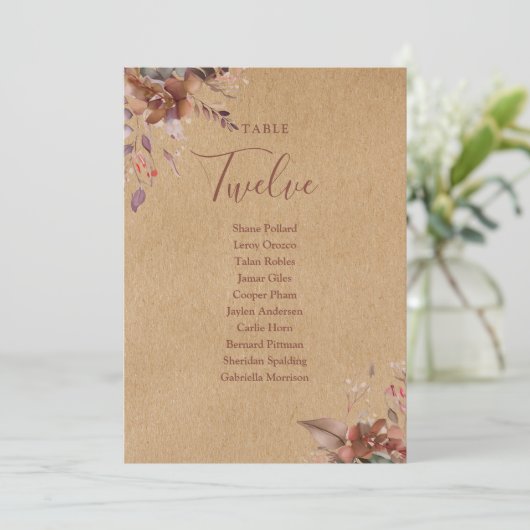 Rustieke Bloemen Zitplan Tafelnummer (Staand voorkant)