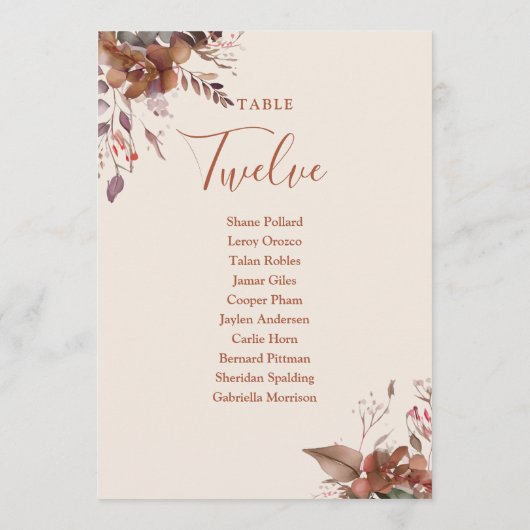 Rustieke Bloemen Zitplan Tafelnummer (Achterkant)