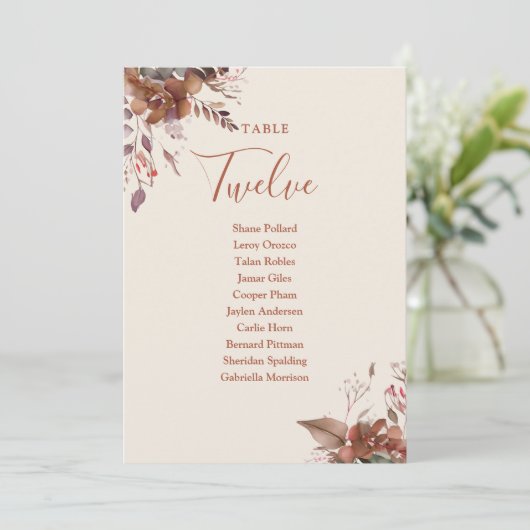 Rustieke Bloemen Zitplan Tafelnummer (Staand voorkant)