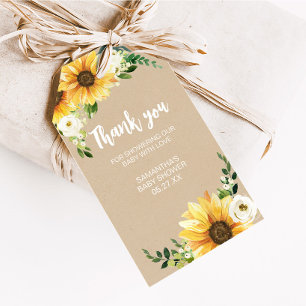 Rustieke Bloemen Zonnebloem Baby shower Favoriet T Cadeaulabel