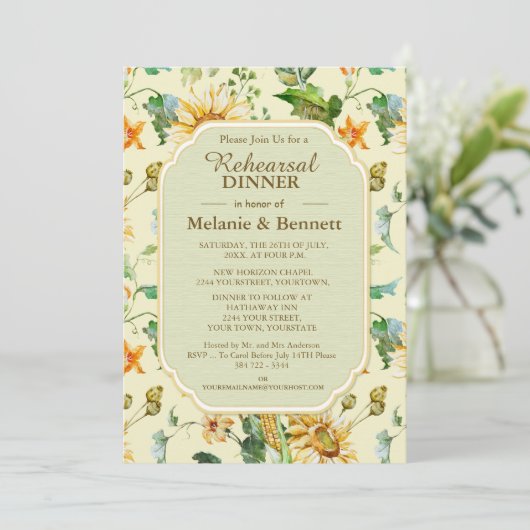 Rustieke Bloemen Zonnebloem Botanische Repetitie D Kaart (Staand voorkant)