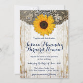 Rustieke Bloemen Zonnebloem bruiloft uitnodiging (Voorkant)