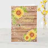 Rustieke bloemen zonnebloem gepersonaliseerde verj kaart (Gele Bloem)
