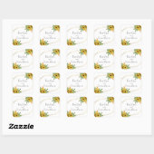 Rustieke Bloemen Zonnebloem Groen Geometrisch Vierkante Sticker (Vel)