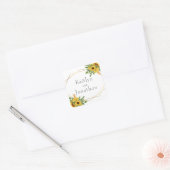 Rustieke Bloemen Zonnebloem Groen Geometrisch Vierkante Sticker (Envelop)