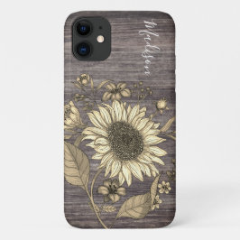 Rustieke Bloemen Zonnebloem Monogram Naam Case-Mate iPhone Case