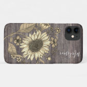 Rustieke Bloemen Zonnebloem Monogram Naam Case-Mate iPhone Case (Achterkant (horizontaal))