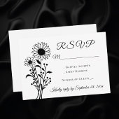 Rustieke Bloemen Zonnebloem RSVP Zwart Wit Huwelij