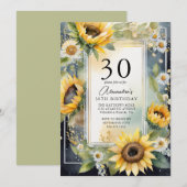 Rustieke Bloemen Zonnebloem Script 30e Verjaardag Kaart (Voorkant / Achterkant)