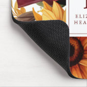 Rustieke Bloemen Zonnebloemen Bourgogne Monogram Muismat (Hoek)