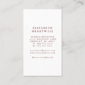 Rustieke Bloemen Zonnebloemen Bourgogne Monogram Visitekaartje (Achterkant)