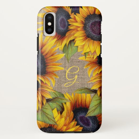 Rustieke bloemen zonnebloemen gele boerlap monogra Case-Mate iPhone case (Achterkant)