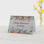 Rustieke Bloemen Zoon & Familie Vrolijk Kerstfeest Kaart (Gele Bloem)