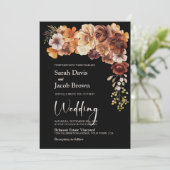Rustieke Bloemen Zwarte Huwelijk Kaart (Staand voorkant)