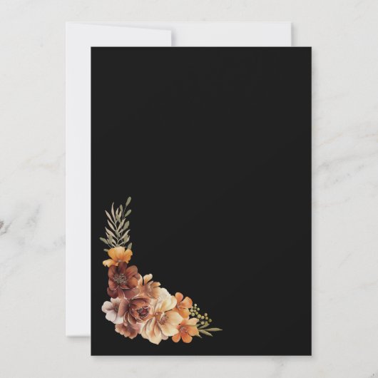Rustieke Bloemen Zwarte Huwelijk Kaart (Achterkant)