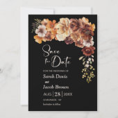 Rustieke Bloemen Zwarte Huwelijk Save the Date Kaart (Voorkant)