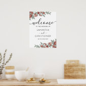 Rustieke bloemenaardewerk trouwbord poster (Keuken)