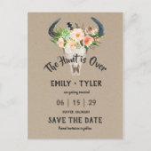 Rustieke bloemenantilope Hunt is over de datum red Aankondigingskaart (Voorkant)